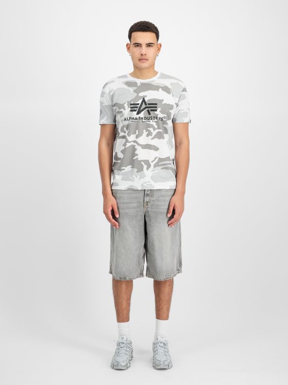 Alpha Industries Basic Big Logo Camo T-Shirt Férfi - Póló - Fehér - L
