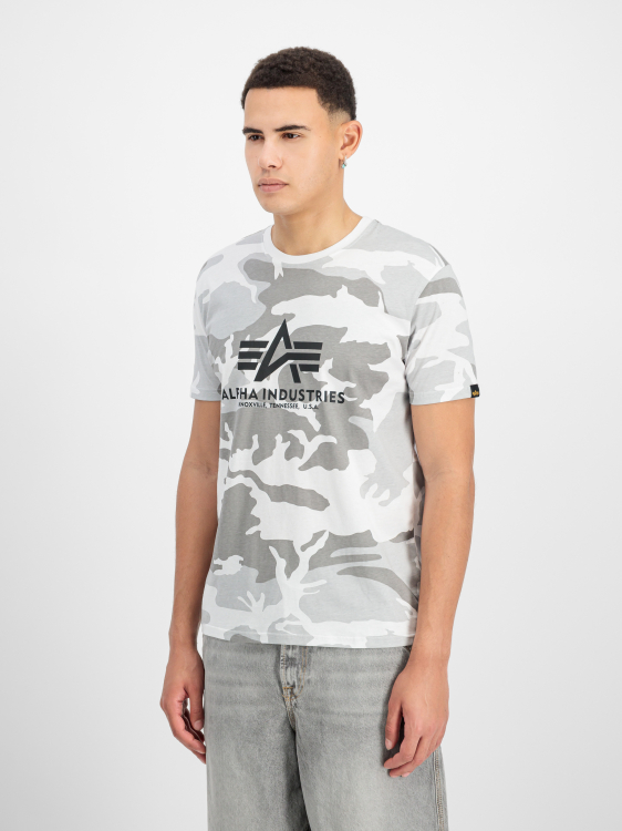 Alpha Industries Basic Big Logo Camo T-Shirt Férfi - Póló - Fehér - L