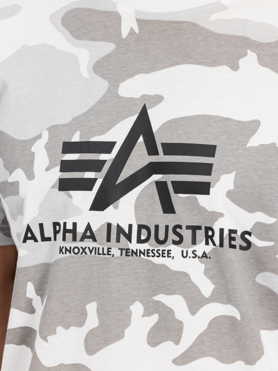 Alpha Industries Basic Big Logo Camo T-Shirt Férfi - Póló - Fehér - L
