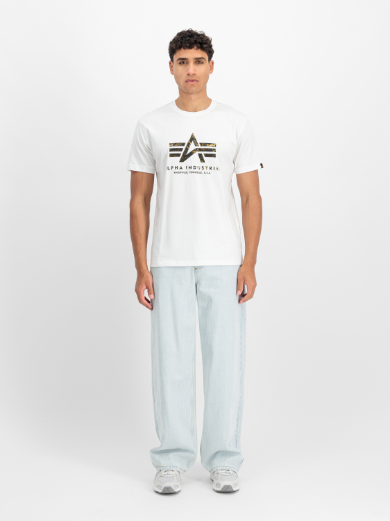 Alpha Industries Basic Big Logo Effect Print T-Shirt Férfi - Póló - Fehér - L