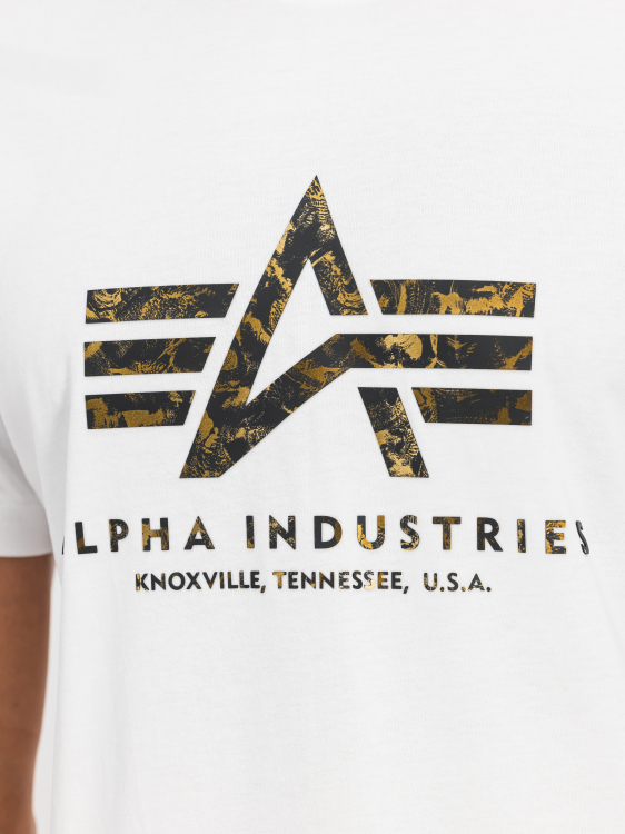 Alpha Industries Basic Big Logo Effect Print T-Shirt Férfi - Póló - Fehér - M
