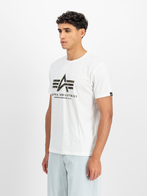 Alpha Industries Basic Big Logo Effect Print T-Shirt Férfi - Póló - Fehér - S