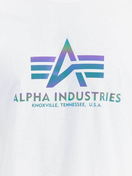 Alpha Industries Basic Big Logo Rainbow Reflective T-Shirt Férfi - Póló - Fehér - S