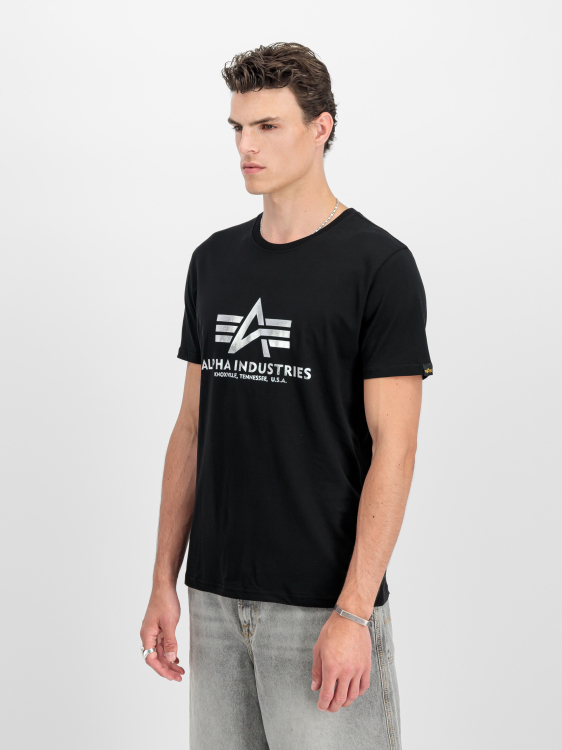 Alpha Industries Basic Big Logo Foil Print T-Shirt Férfi - Póló - Fekete - L
