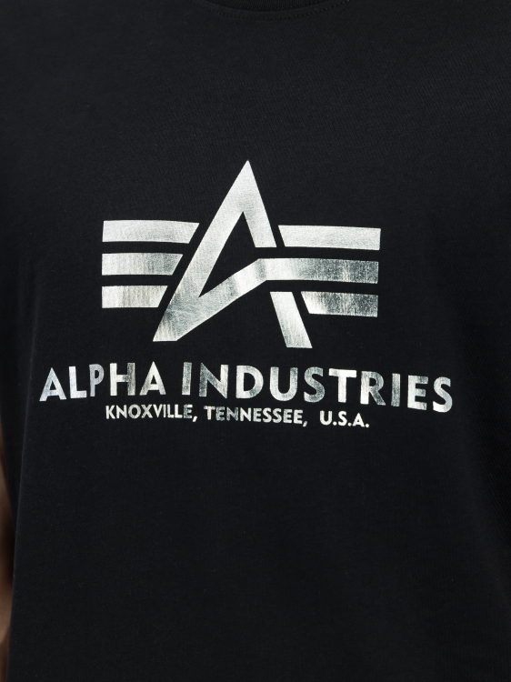 Alpha Industries Basic Big Logo Foil Print T-Shirt Férfi - Póló - Fekete - M