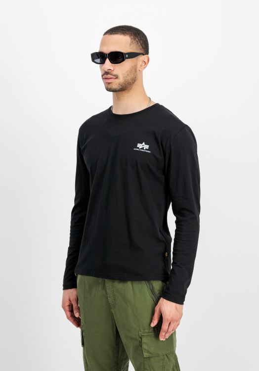 Alpha Industries Basic Small Logo Longsleeve Férfi - Hosszú ujjú póló - Fekete - L
