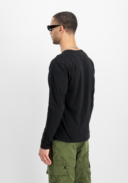 Alpha Industries Basic Small Logo Longsleeve Férfi - Hosszú ujjú póló - Fekete - L