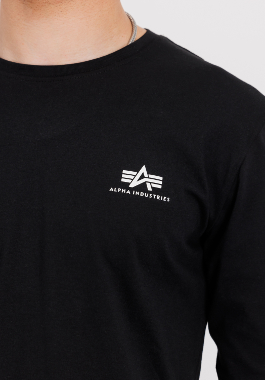 Alpha Industries Basic Small Logo Longsleeve Férfi - Hosszú ujjú póló - Fekete - L