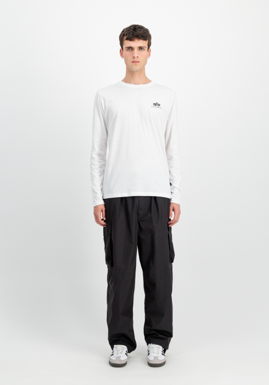 Alpha Industries Basic Small Logo Longsleeve Férfi - Hosszú ujjú póló - Fehér - L