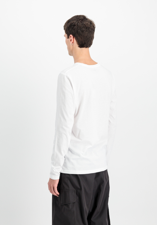 Alpha Industries Basic Small Logo Longsleeve Férfi - Hosszú ujjú póló - Fehér - L
