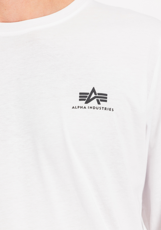 Alpha Industries Basic Small Logo Longsleeve Férfi - Hosszú ujjú póló - Fehér - L