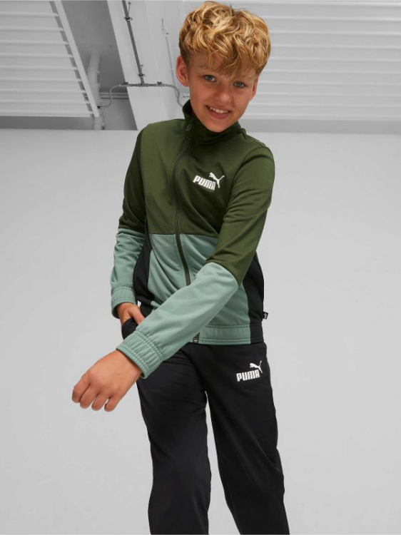 Puma Colorblock Poly Suit cl B Myrtle Gyerek - Melegítő - Zöld - 152