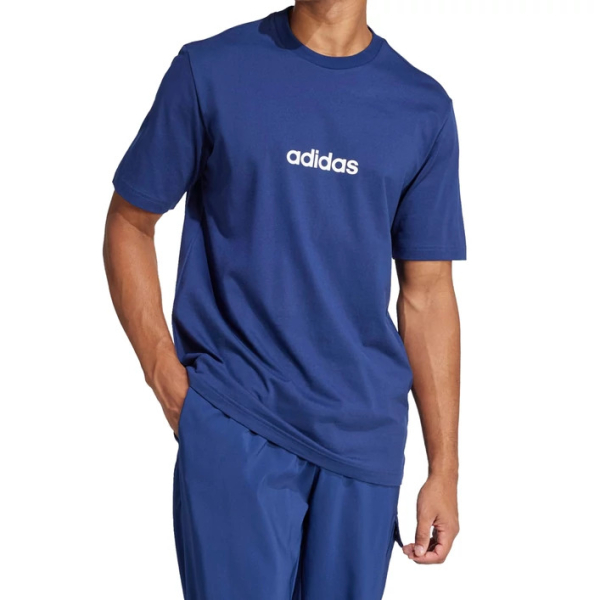 Adidas Essentials Linear Férfi Póló-kék-XL